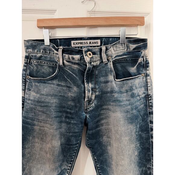 Express Rocco Denim Jeans Distressed Slim Pant - Picture 3 of 9